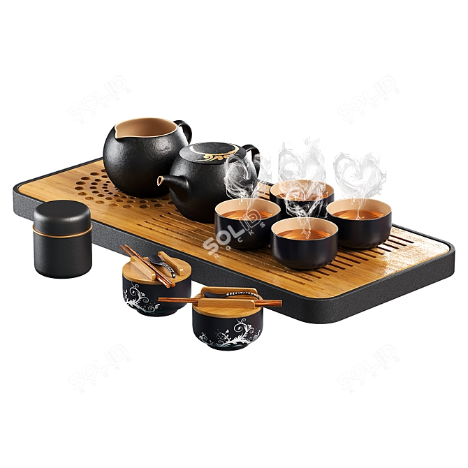 Elegant Tea Set Model Design 3D model image 2