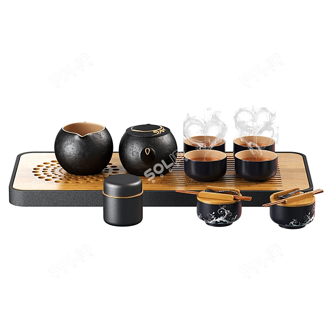 Elegant Tea Set Model Design 3D model image 3