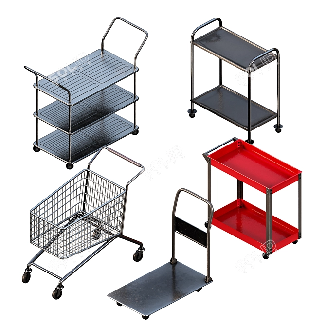 Premium Service Cart 4K Texture 3D model image 1