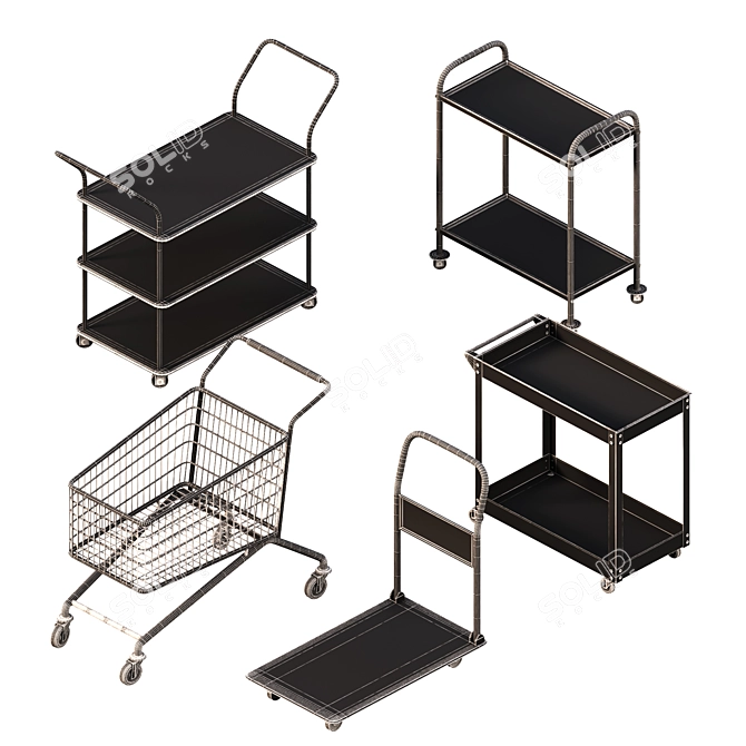 Premium Service Cart 4K Texture 3D model image 3