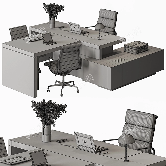 Executive Manager Desk - Office Furniture 3D model image 5