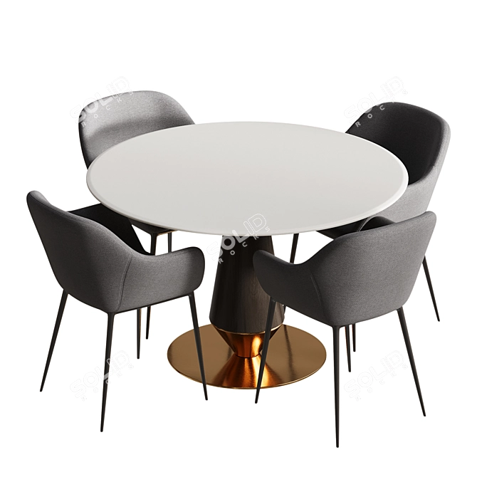 Modern Island Dining Table Set 3D model image 1