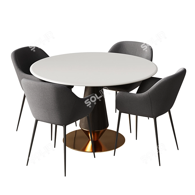 Modern Island Dining Table Set 3D model image 2