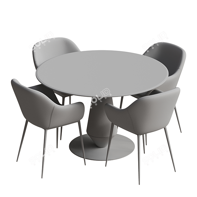 Modern Island Dining Table Set 3D model image 5