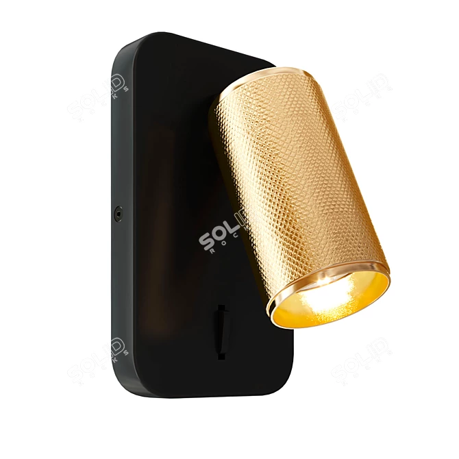 Black & Brass Knurled Wall Light 3D model image 1