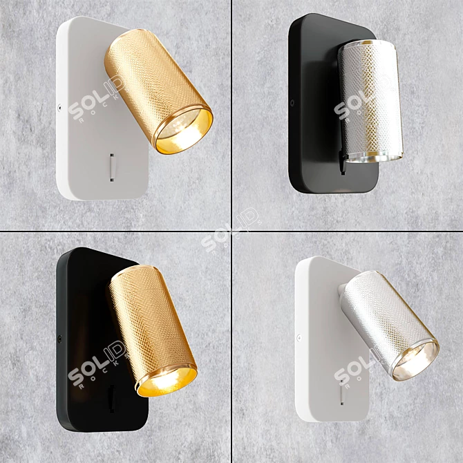 Black & Brass Knurled Wall Light 3D model image 2