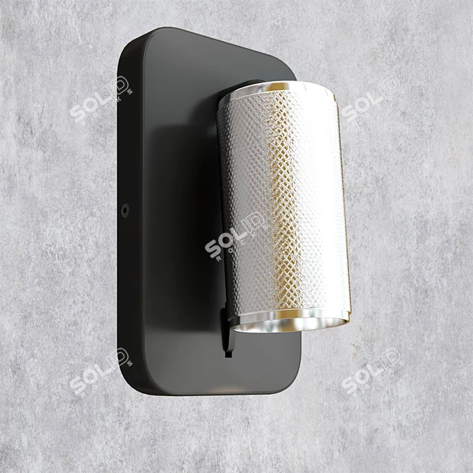 Black & Brass Knurled Wall Light 3D model image 4