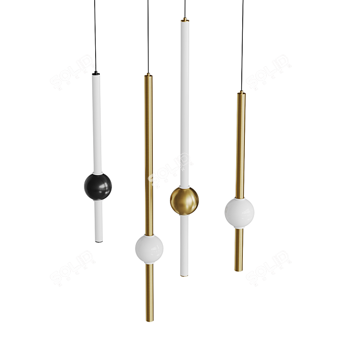 Vertical Sphere LED Pendant Light 3D model image 1