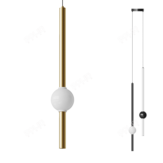 Vertical Sphere LED Pendant Light 3D model image 2