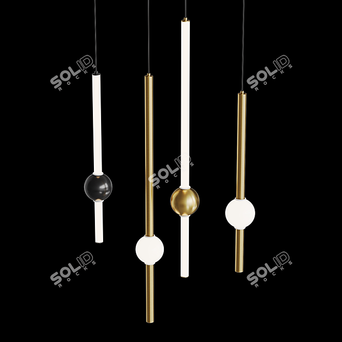 Vertical Sphere LED Pendant Light 3D model image 5