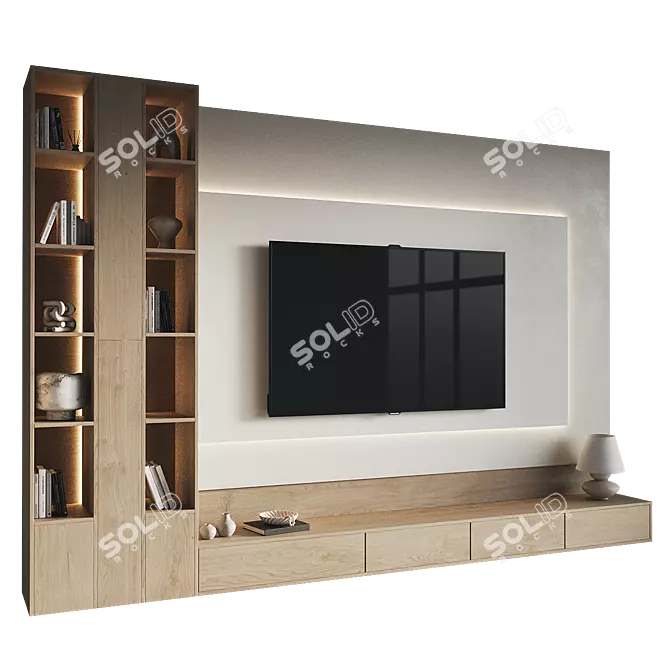 Modern TV Wall Unit 3DS 3D model image 1