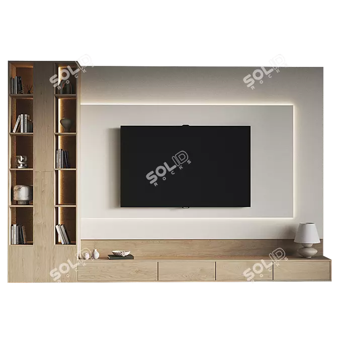 Modern TV Wall Unit 3DS 3D model image 2