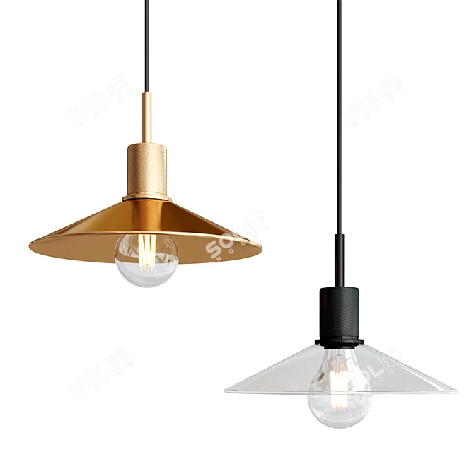 Brass Knurled Pendant Light 3D model image 1