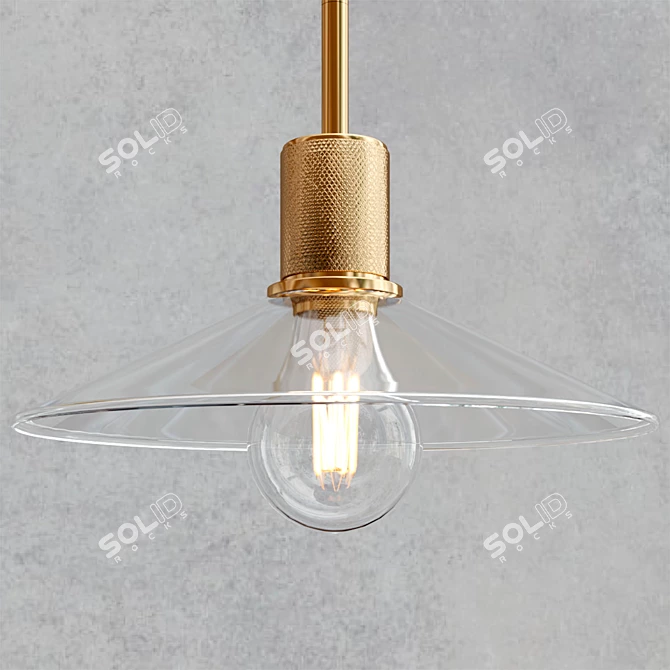 Brass Knurled Pendant Light 3D model image 2