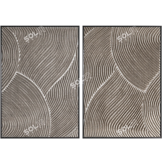 Wave Pattern Wall Art Panel 3D model image 1