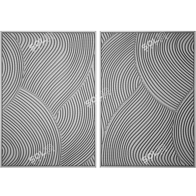 Wave Pattern Wall Art Panel 3D model image 3