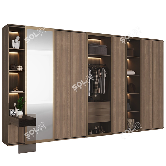 Modern G-Shaped Wardrobe Set 3D model image 5