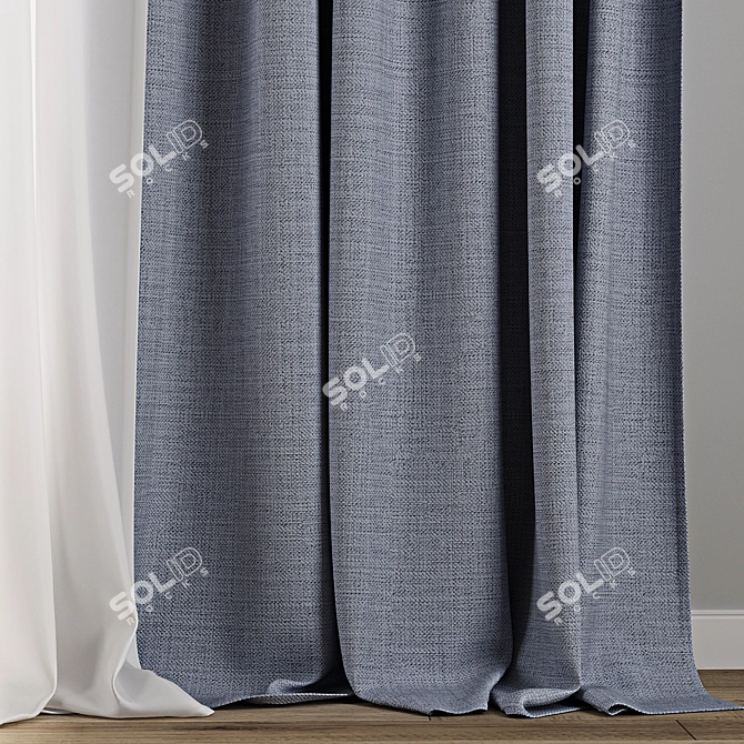 Texture Enhanced Curtain Set 3D model image 2