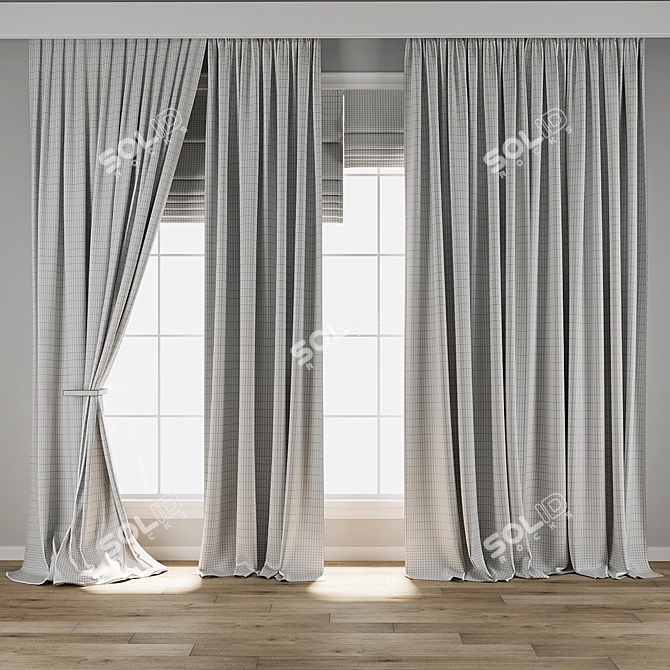 Texture Enhanced Curtain Set 3D model image 3
