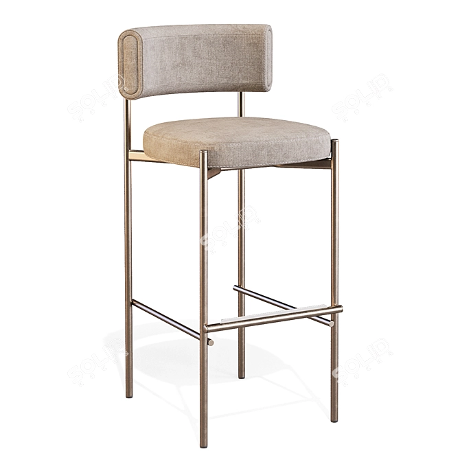 MIDJ Amelie Leather Bar Stool 3D model image 2