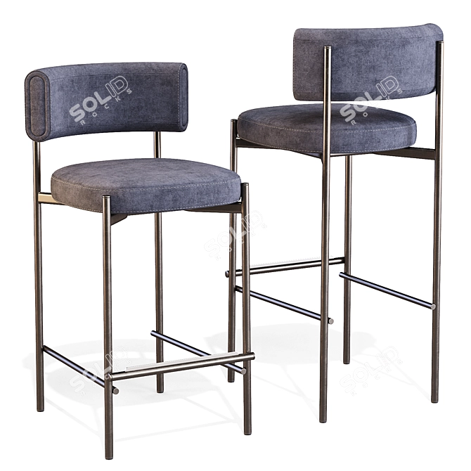 MIDJ Amelie Leather Bar Stool 3D model image 4