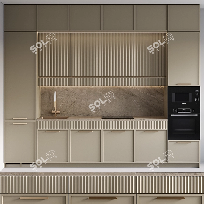 Modern Kitchen with Built-In Appliances 3D model image 1