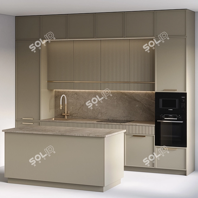 Modern Kitchen with Built-In Appliances 3D model image 2