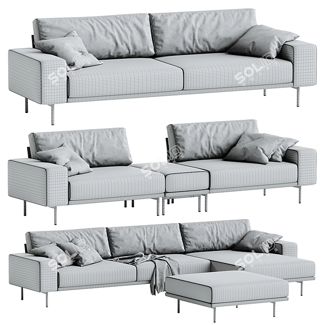 Modern 3D Max Piu Sofa 3D model image 6