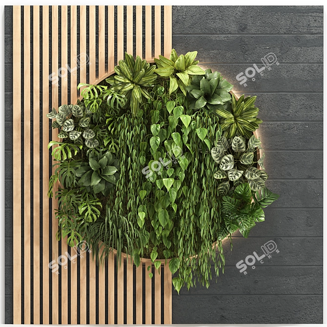 Wooden Flower Box Partition Wall 3D model image 1