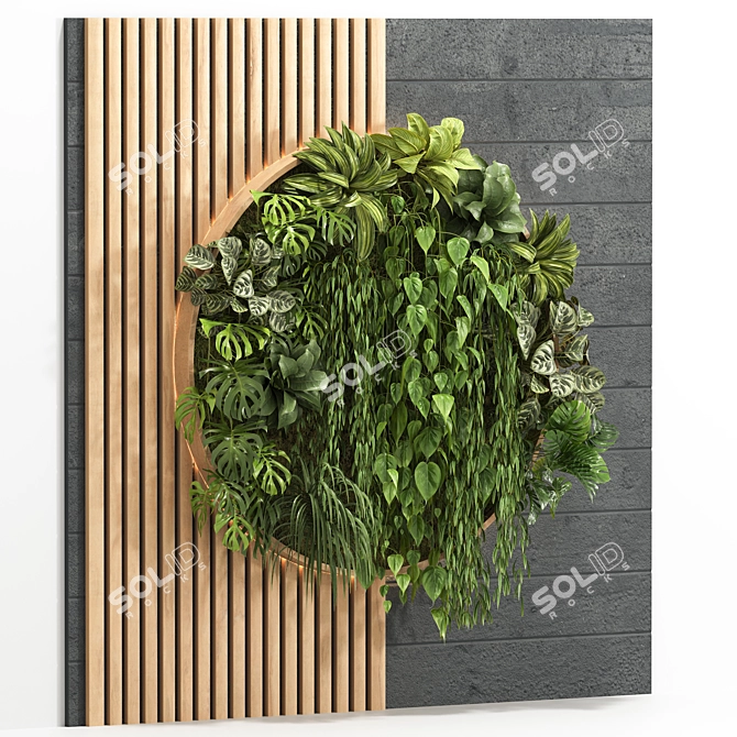 Wooden Flower Box Partition Wall 3D model image 2