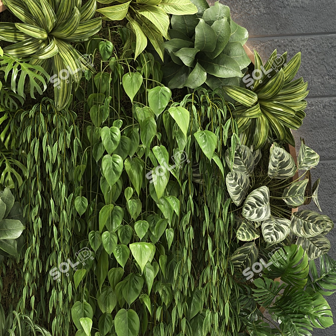 Wooden Flower Box Partition Wall 3D model image 3