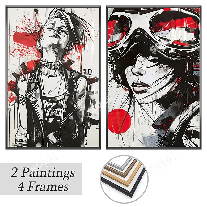 Mixed Picture Set with Frames 3D model image 1