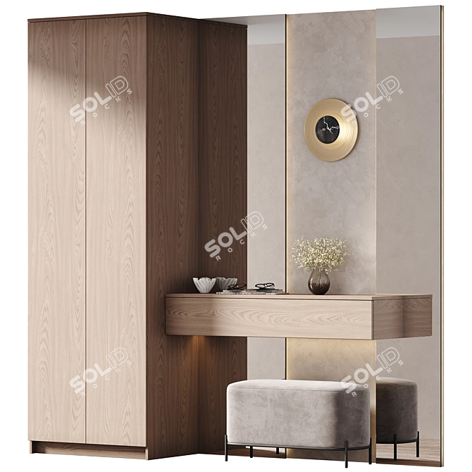 Natural Wood Mirror-Lit Furniture 3D model image 1