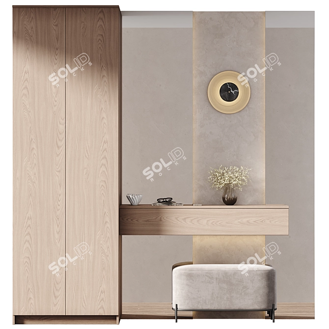 Natural Wood Mirror-Lit Furniture 3D model image 2