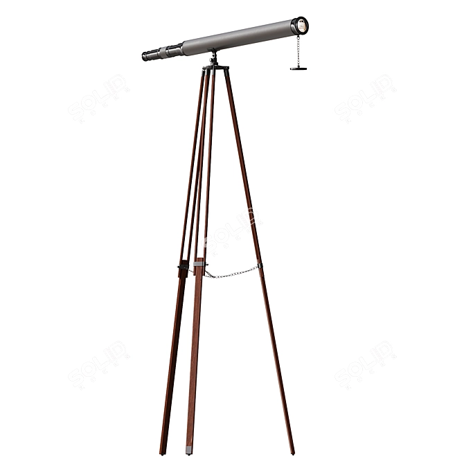 Bronze Leather Telescope on Stand 3D model image 4