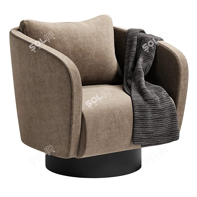 Luxurious Velvet Armchair with Style 3D model image 1