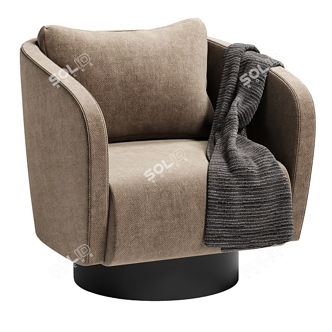 Luxurious Velvet Armchair with Style 3D model image 3