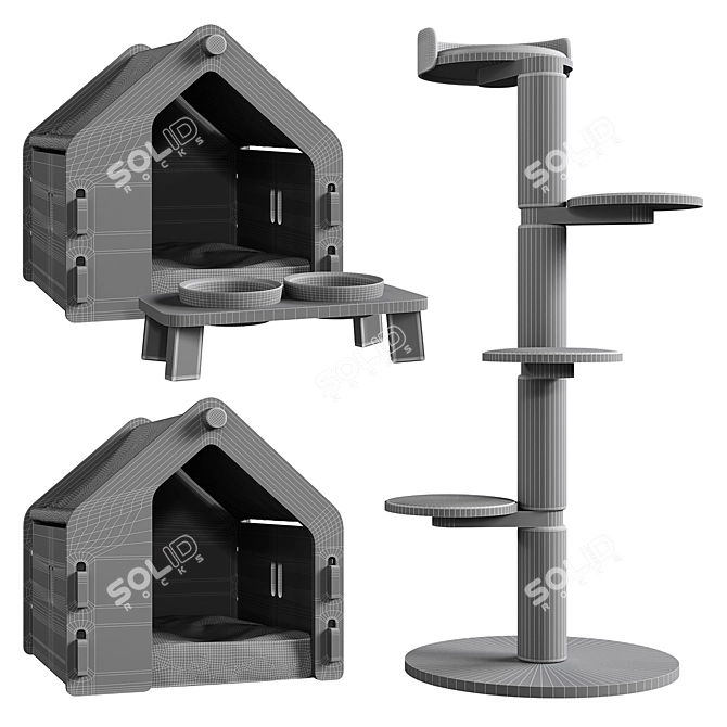 Pet Accessories Bundle Collection 3D model image 3