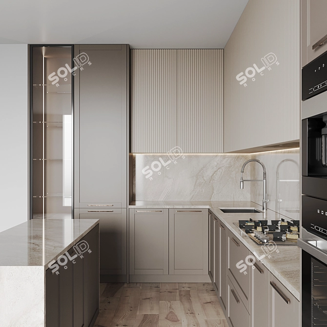  Modern Kitchen Design Set 3D model image 3