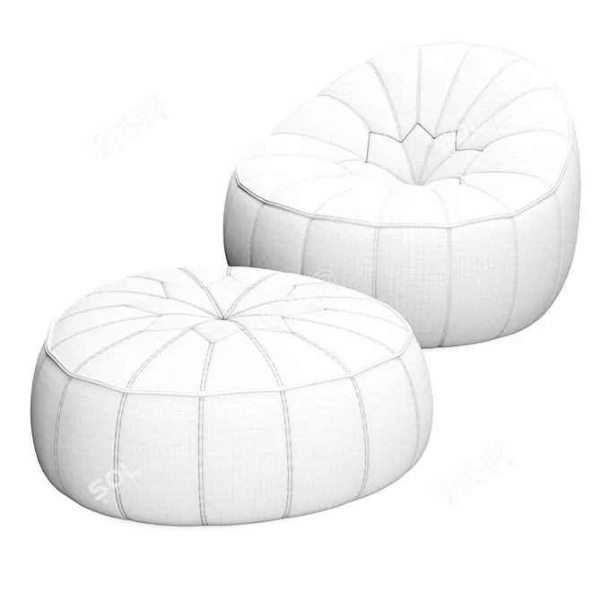 Ligne Roset Armchair Set: Ottoman 3D model image 5