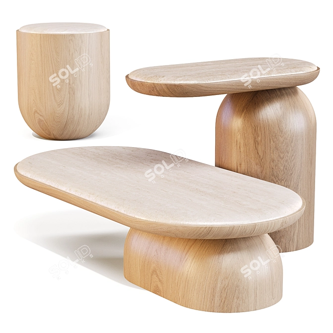 Quartam Elegance Coffee Side Tables 3D model image 1