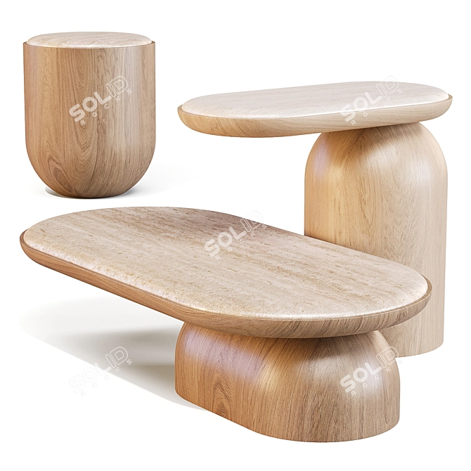 Quartam Elegance Coffee Side Tables 3D model image 5