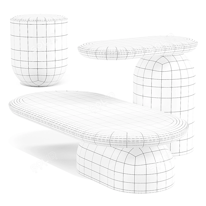 Quartam Elegance Coffee Side Tables 3D model image 7