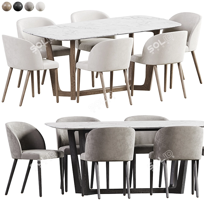 Elegant Marble Dining Set. 3D model image 1