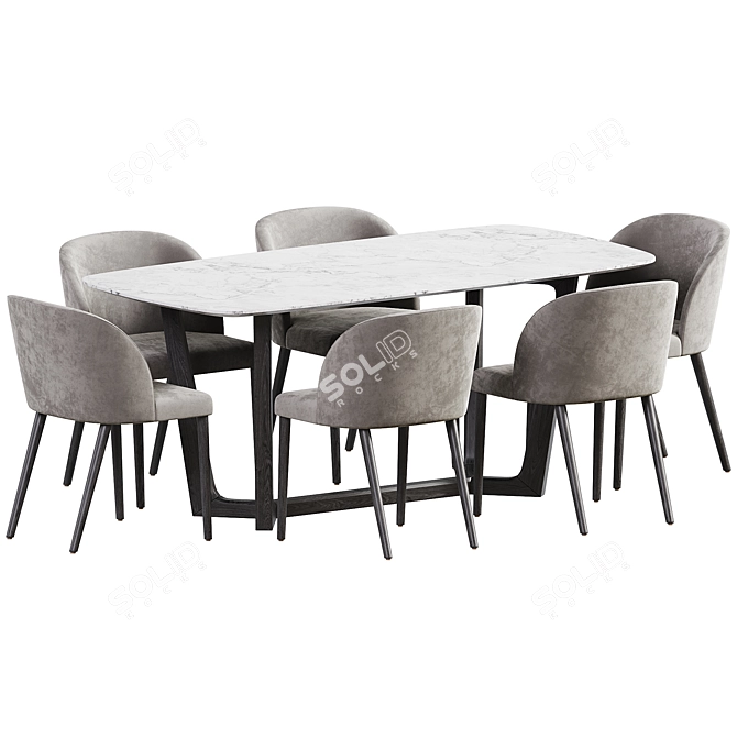 Elegant Marble Dining Set. 3D model image 2