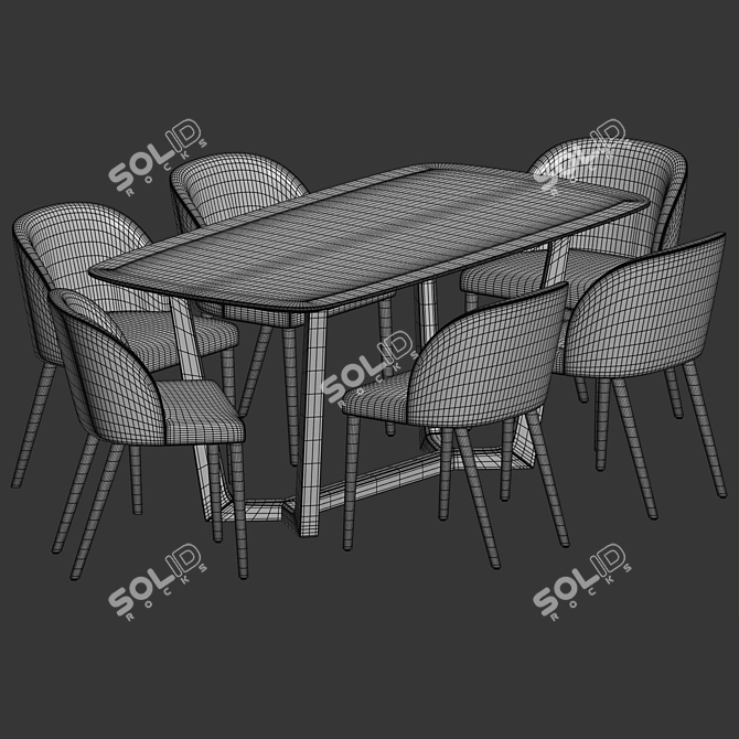 Elegant Marble Dining Set. 3D model image 6