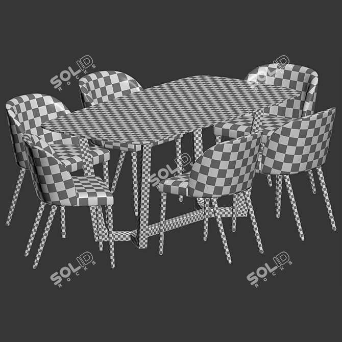 Elegant Marble Dining Set. 3D model image 7
