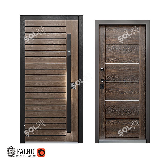 Customizable Cottage Entrance Door 3D model image 1