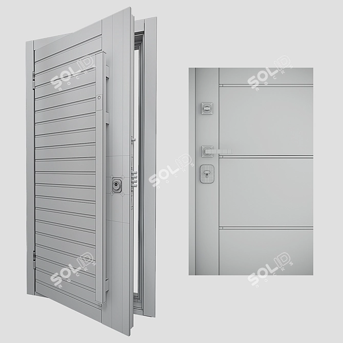 Customizable Cottage Entrance Door 3D model image 2