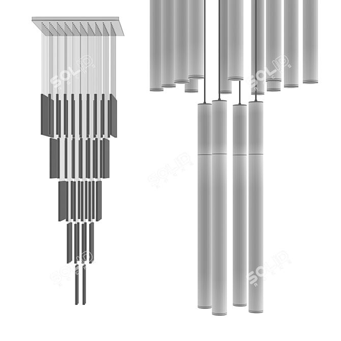 Modern Cascade Pendant LightFixture 3D model image 4